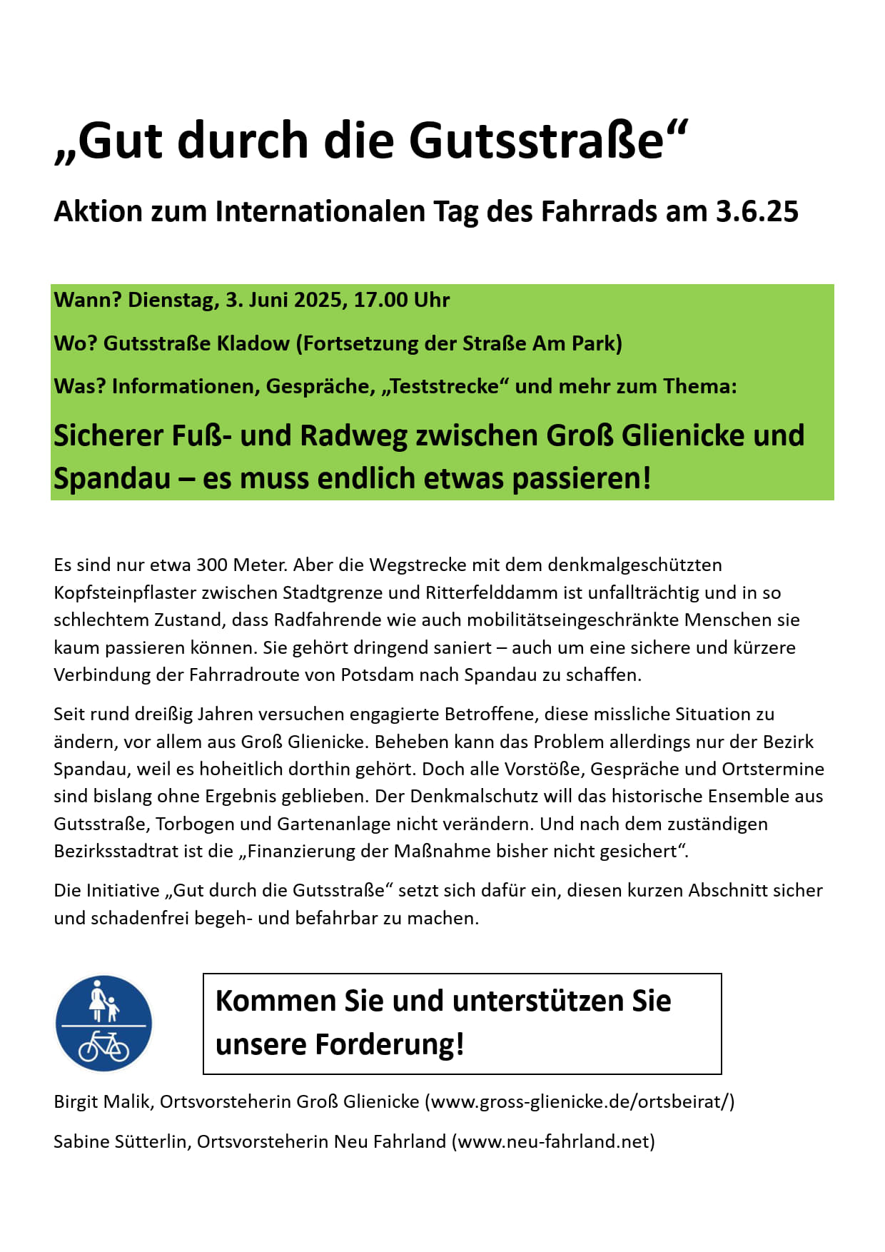 Gutsstraße Aushang Information Mail Öffentlichkeit