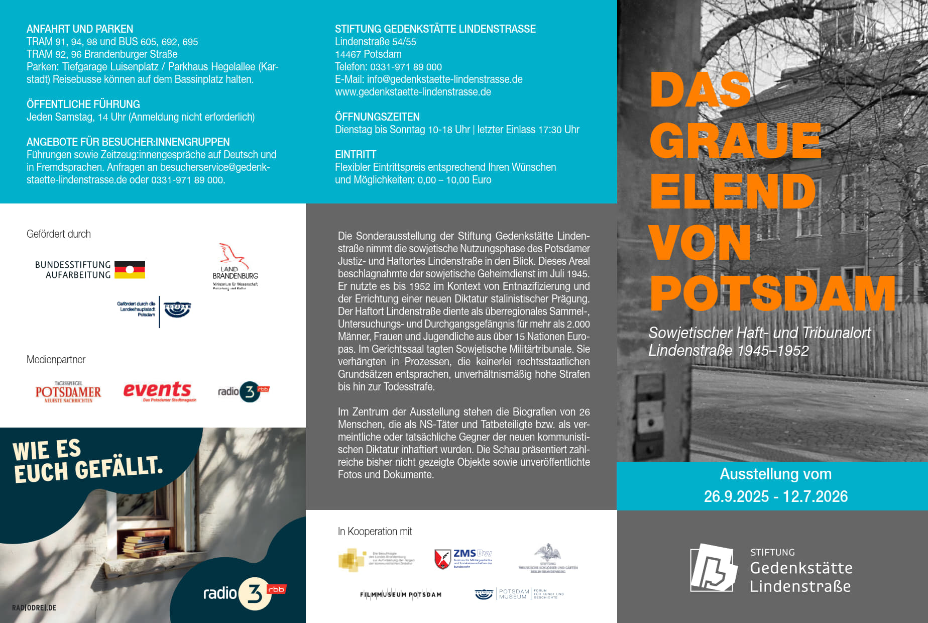 0925 Veranstaltungsprogramm zur Ausstellung - Das graue Elend von Potsdam, Stiftung Gedenkstätte Lindenstraße_1
