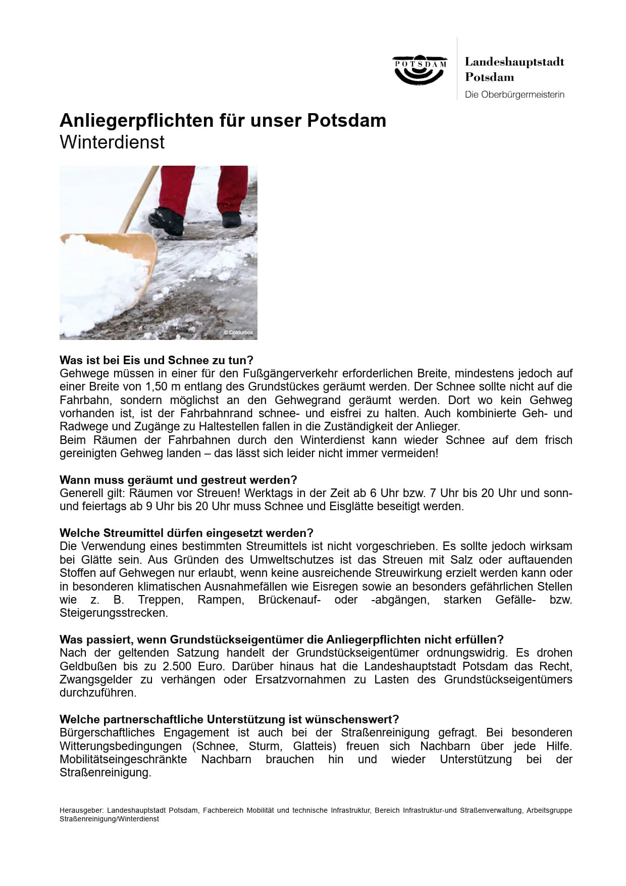 Winterdienst Anliegerpflichten WD für unser Potsdam